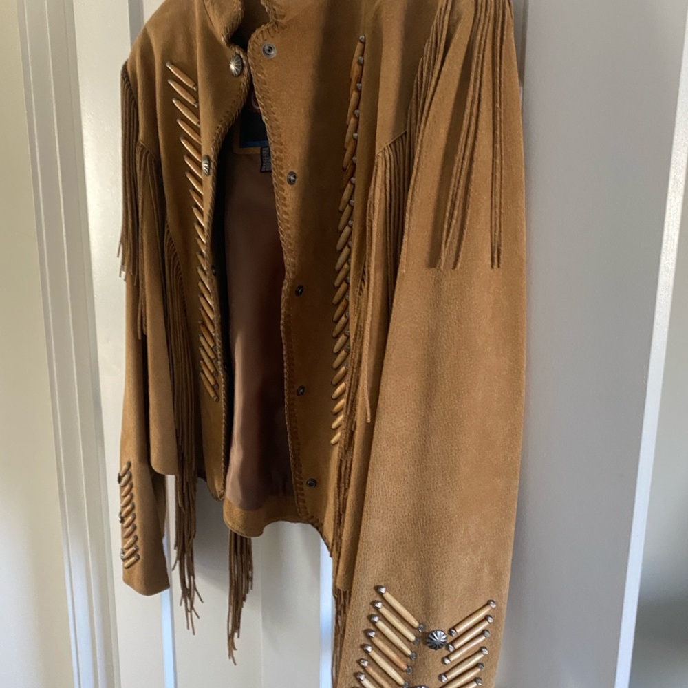 Fringe Leather Jacket in Tan - Picture 7 of 7